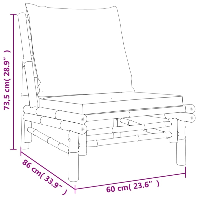 vidaXL Bamboo Garden Lounge Set in Gray/Natural