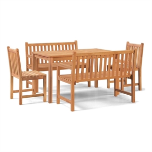 vidaXL 5 Piece Wood Dining Set in Natural