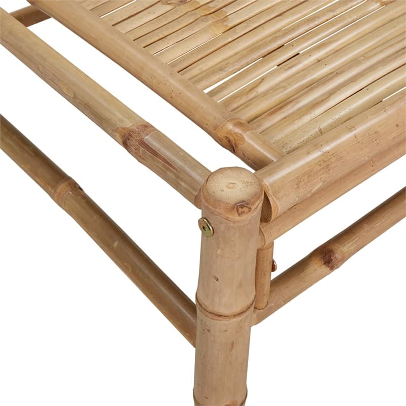 vidaXL 3 Piece Bamboo Small Garden Lounge Set in White/Cream