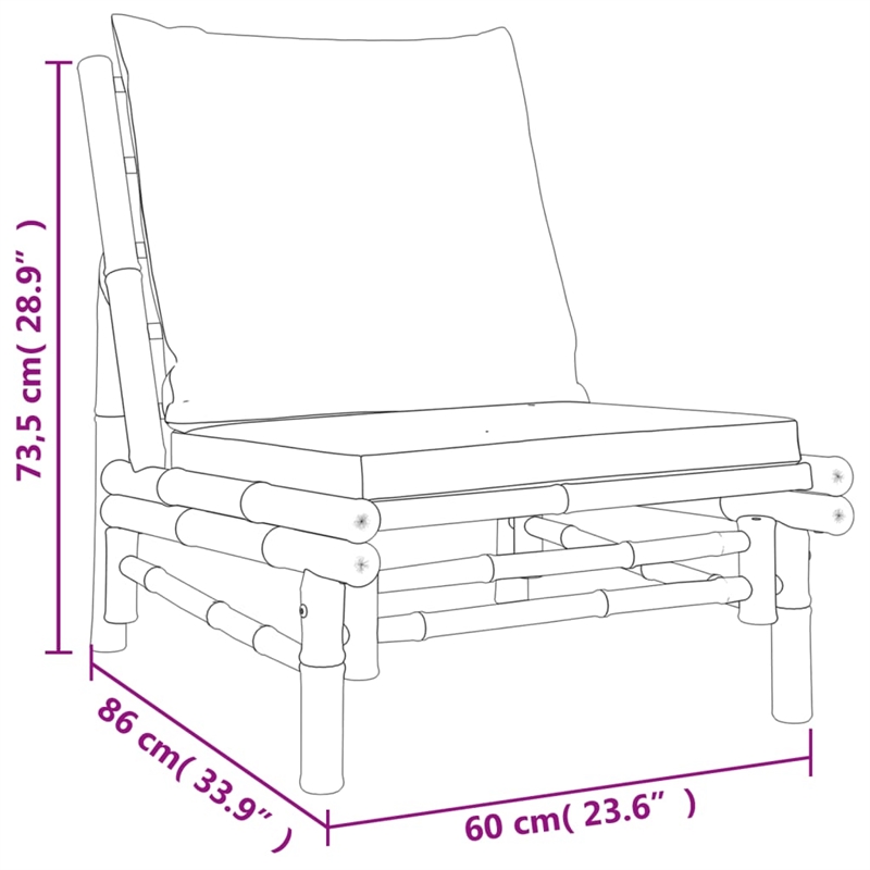 vidaXL 3 Piece Bamboo Small Garden Lounge Set in White/Cream