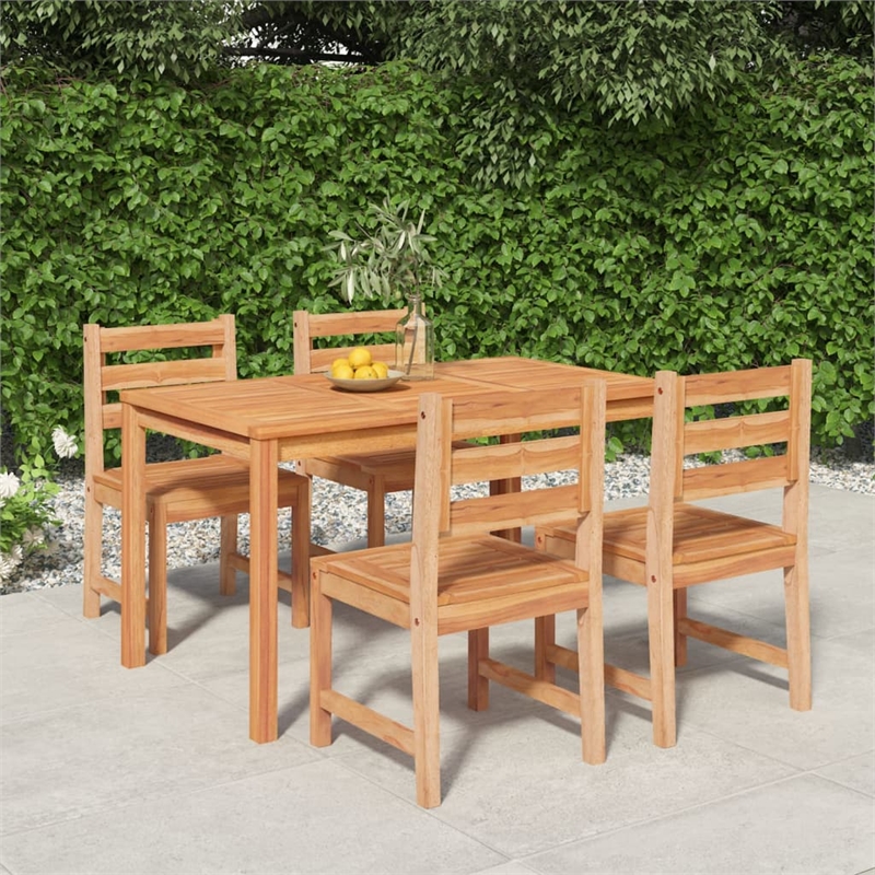 vidaXL 5 Piece Wood Dining Set in Natural