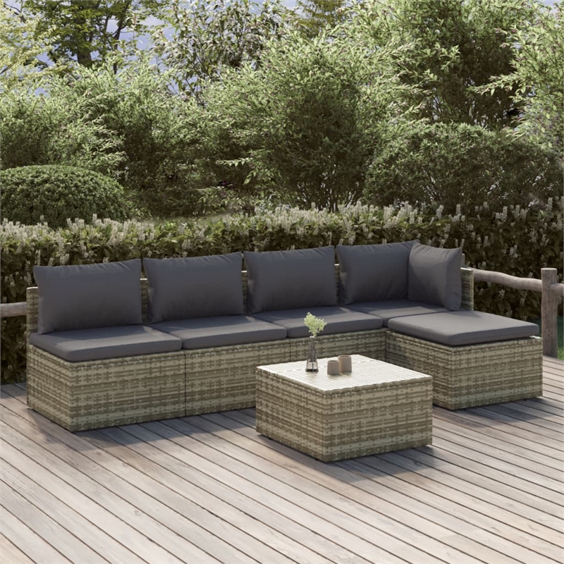 vidaXL 6 Piece Steel Garden Lounge Set in Gray