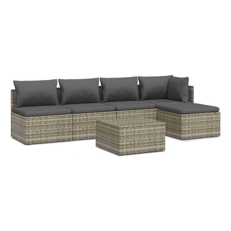 vidaXL 6 Piece Steel Garden Lounge Set in Gray