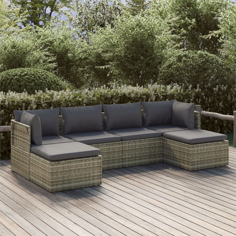 vidaXL 6 Piece Steel Garden Lounge Set in Gray