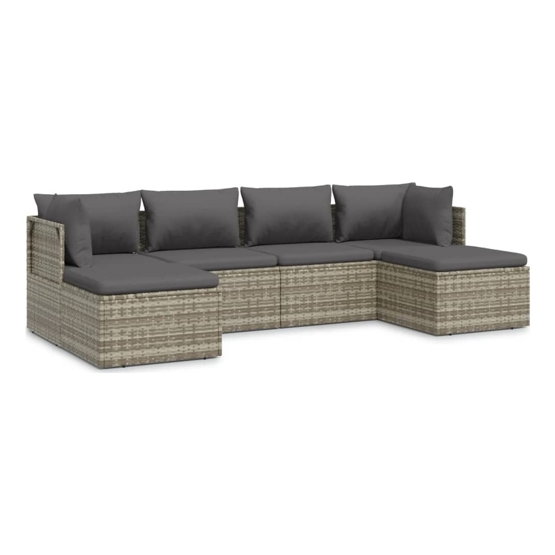 vidaXL 6 Piece Steel Garden Lounge Set in Gray