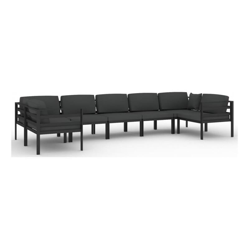 vidaXL 7 Piece Aluminum Large Garden Lounge Set in Anthracite