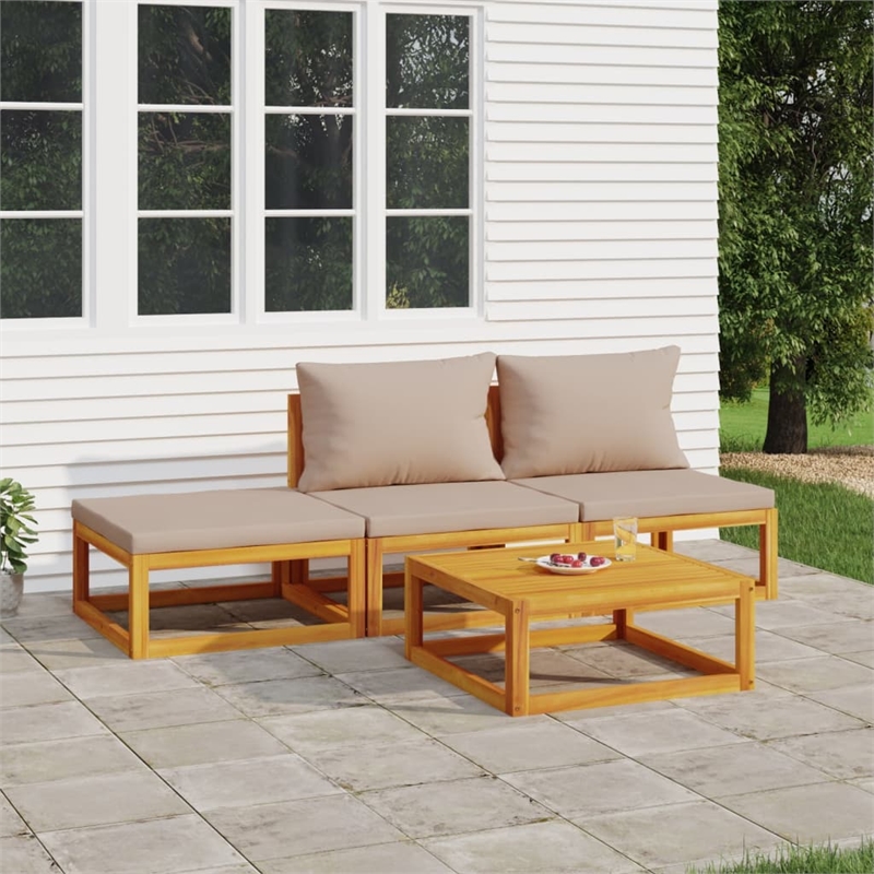 vidaXL 4 Piece Solid Acacia Wood Medium Garden Lounge Set