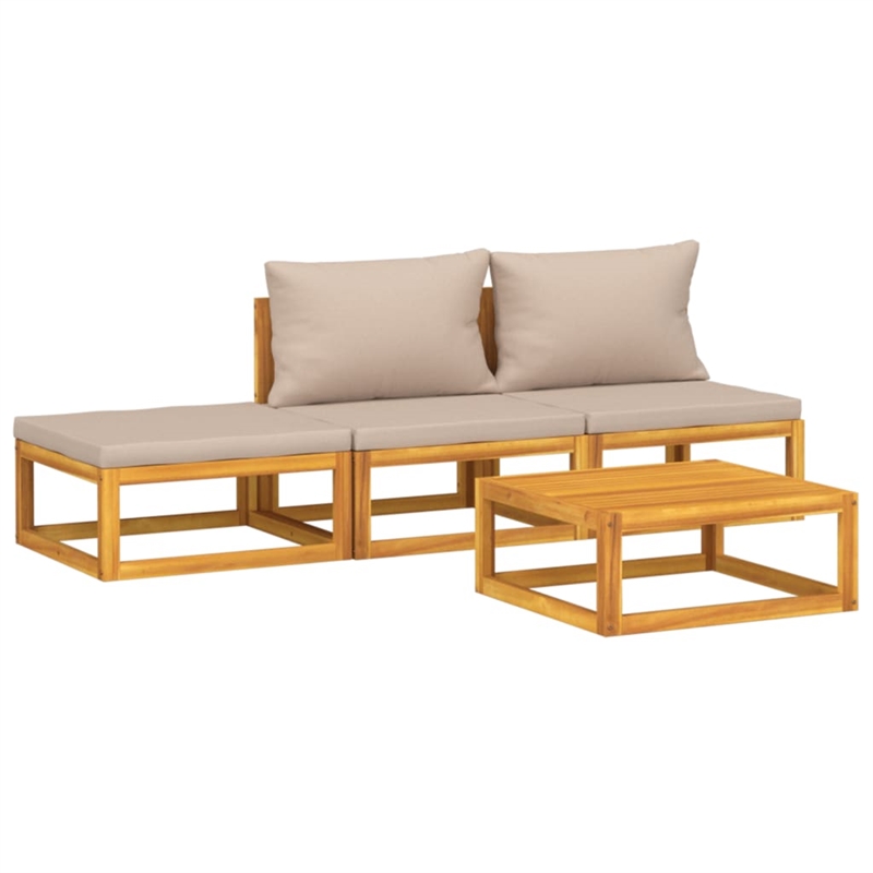 vidaXL 4 Piece Solid Acacia Wood Medium Garden Lounge Set