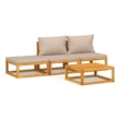 vidaXL 4 Piece Solid Acacia Wood Medium Garden Lounge Set