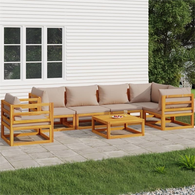 vidaXL 7 Piece Solid Acacia Wood Garden Lounge Set