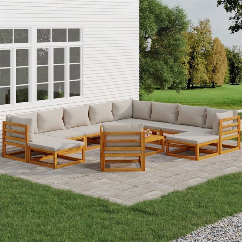 vidaXL 12 Piece Solid Acacia Wood Garden Lounge Set