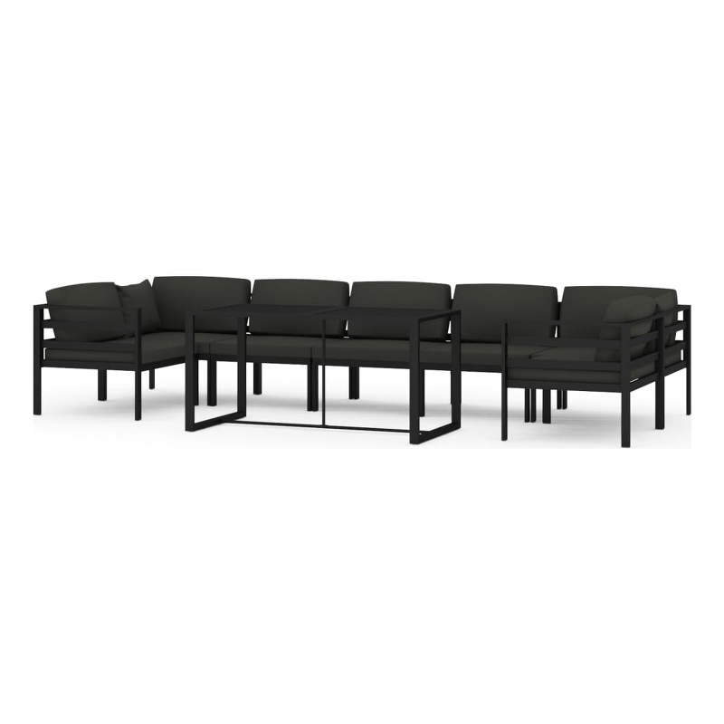 vidaXL 8 Piece Aluminum Large Garden Lounge Set