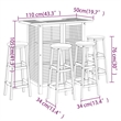 vidaXL 5 Piece Solid Acacia Wood Standard Bar Set in Natural