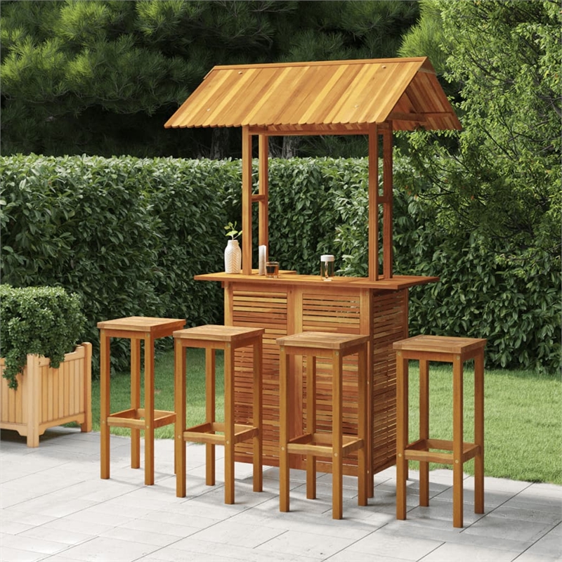 vidaXL 5 Piece Solid Acacia Wood Medium Bar Set