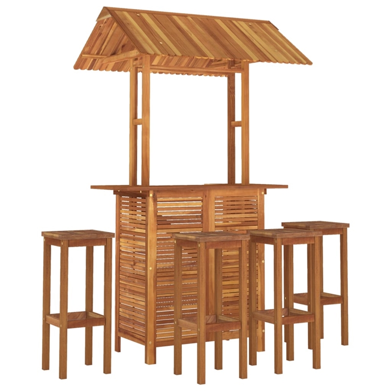 vidaXL 5 Piece Solid Acacia Wood Medium Bar Set