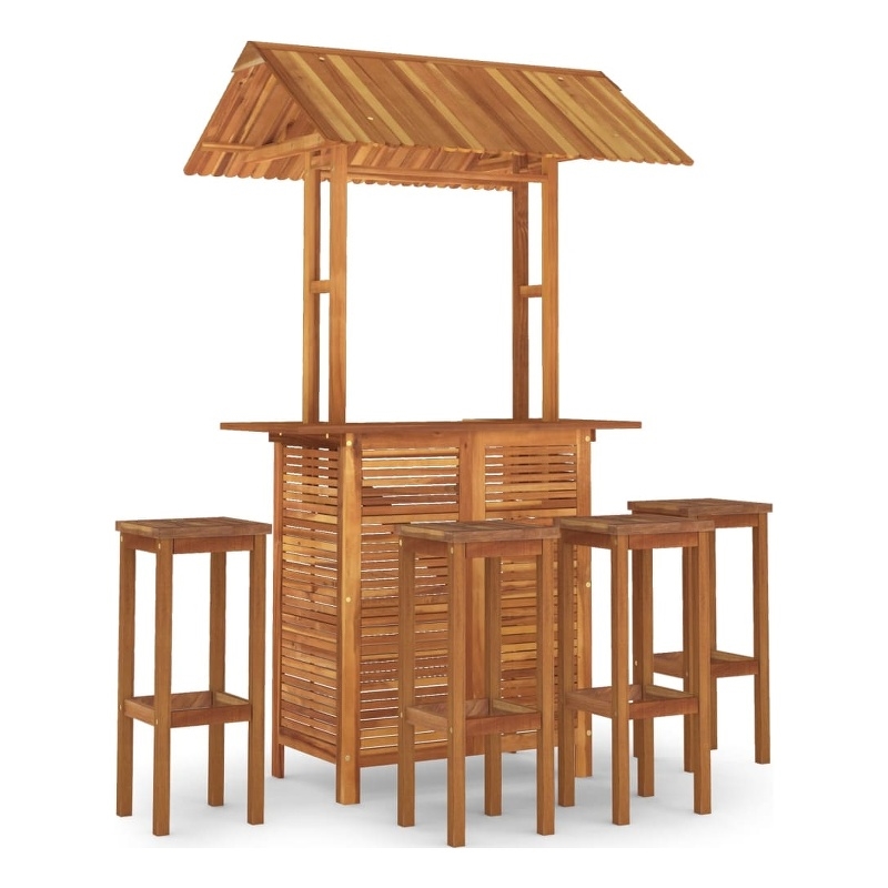 vidaXL 5 Piece Solid Acacia Wood Medium Bar Set