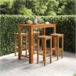 vidaXL 5 Piece Solid Acacia Wood Bar Set in Natural