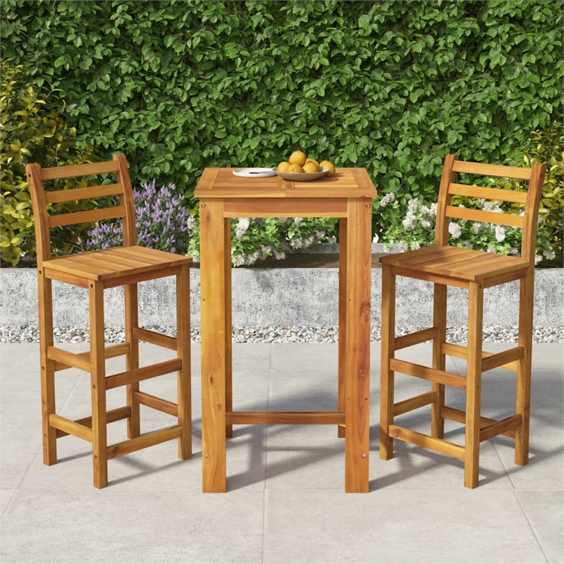 vidaXL Solid Acacia Wood Small Bar Set in Natural