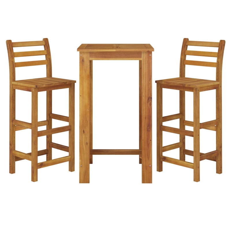 vidaXL Solid Acacia Wood Small Bar Set in Natural