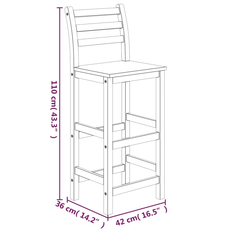 vidaXL Solid Acacia Wood Small Bar Set in Natural