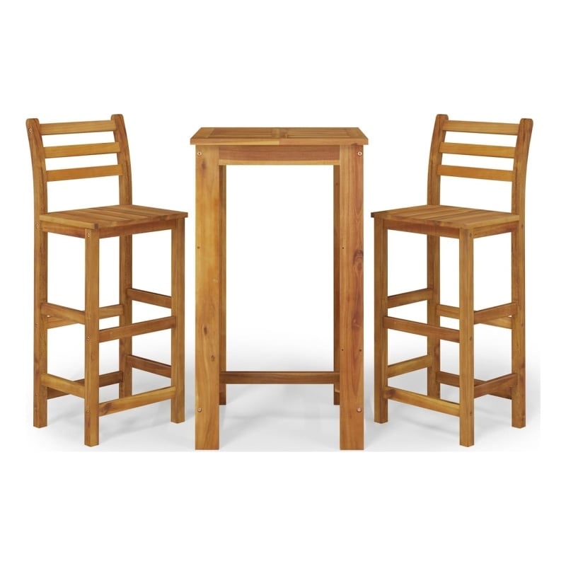 vidaXL Solid Acacia Wood Small Bar Set in Natural