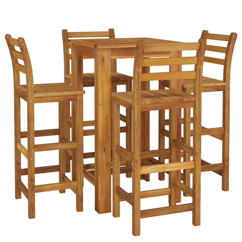 vidaXL 5 Piece Solid Acacia Wood Medium Bar Set in Natural