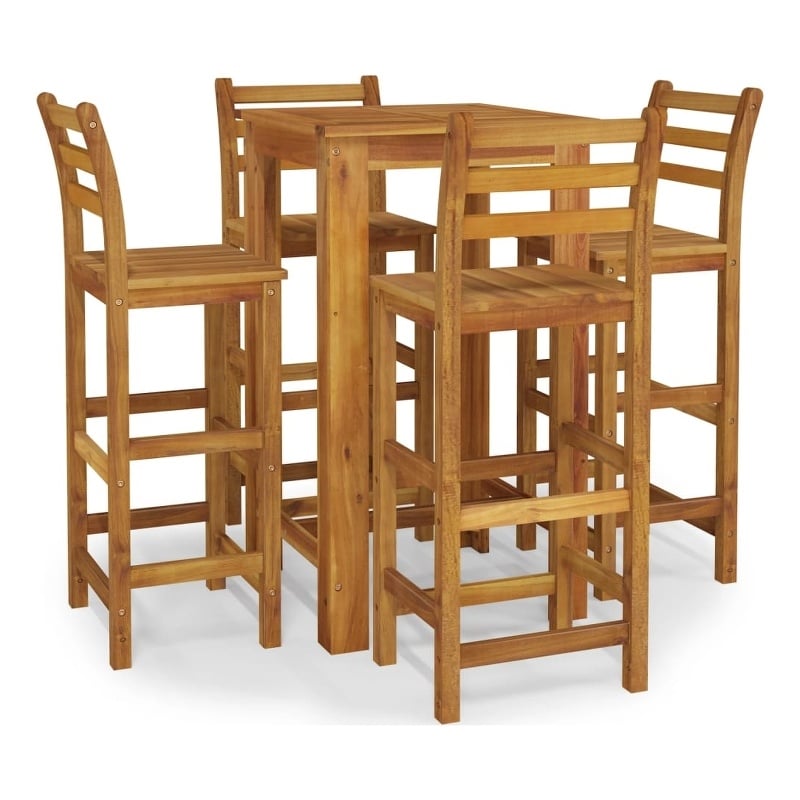 vidaXL 5 Piece Solid Acacia Wood Medium Bar Set in Natural