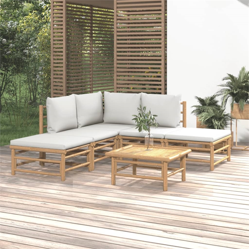 vidaXL 6 Piece Bamboo Garden Lounge Set in Gray