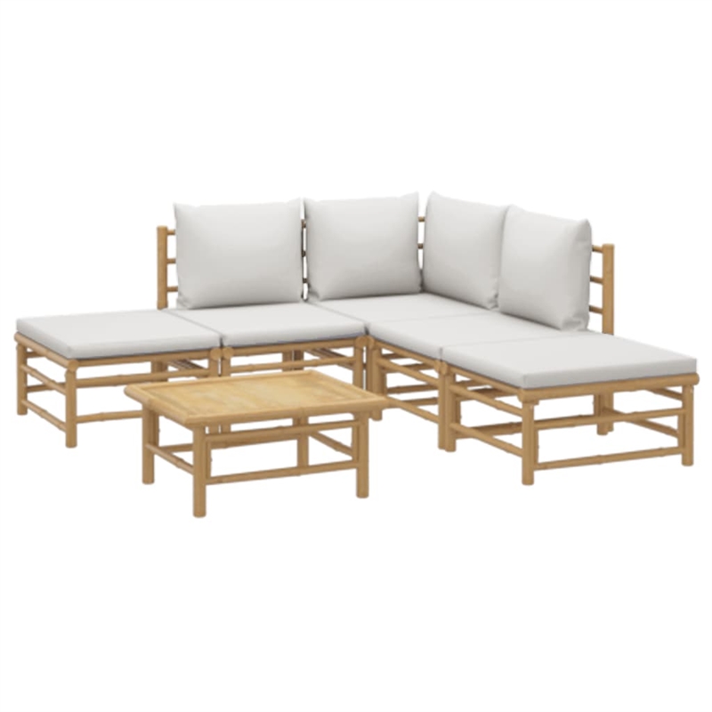 vidaXL 6 Piece Bamboo Garden Lounge Set in Gray