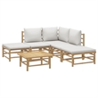 vidaXL 6 Piece Bamboo Garden Lounge Set in Gray