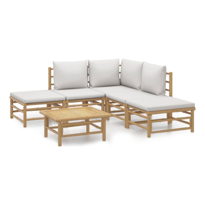 vidaXL 6 Piece Bamboo Garden Lounge Set in Gray