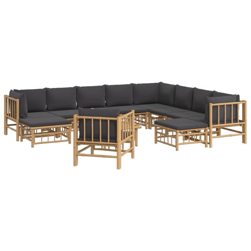 vidaXL Bamboo Garden Lounge Set in Gray/Natural