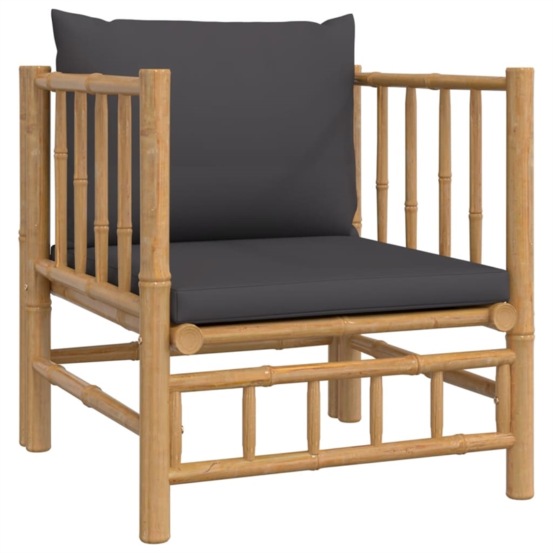 vidaXL Bamboo Garden Lounge Set in Gray/Natural
