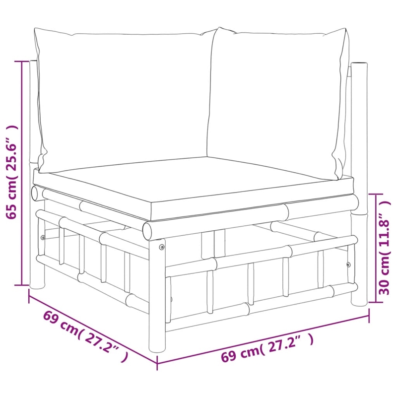 vidaXL Bamboo Garden Lounge Set in Gray/Natural
