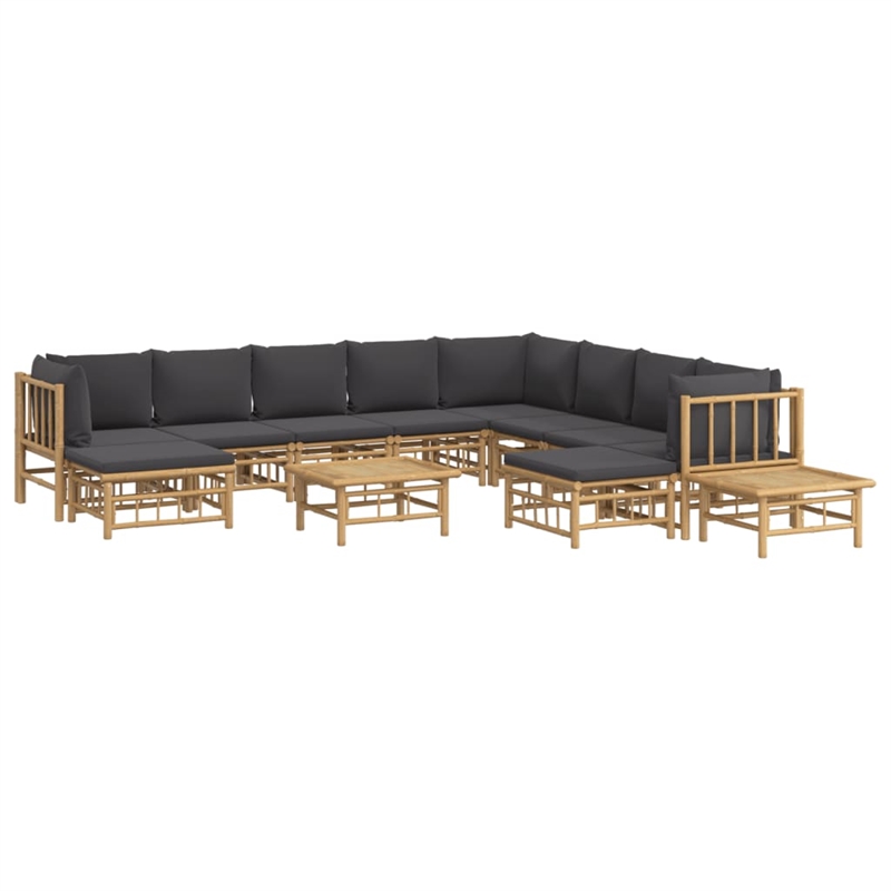 vidaXL 12 Piece Bamboo Garden Lounge Set in Gray
