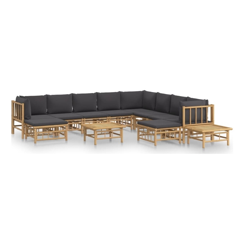 vidaXL 12 Piece Bamboo Garden Lounge Set in Gray