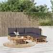 vidaXL 6 Piece Bamboo Medium Garden Lounge Set in Gray