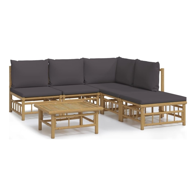 vidaXL 6 Piece Bamboo Medium Garden Lounge Set in Gray