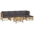 vidaXL 6 Piece Bamboo Garden Lounge Set in Gray/Natural