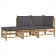 vidaXL 3 Piece Bamboo Garden Lounge Set in Gray