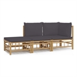vidaXL 3 Piece Bamboo Garden Lounge Set in Gray