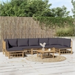 vidaXL 8 Piece Bamboo Garden Lounge Set in Gray