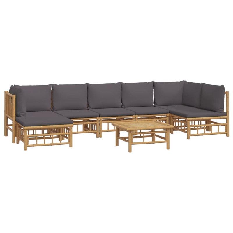 vidaXL 8 Piece Bamboo Garden Lounge Set in Gray