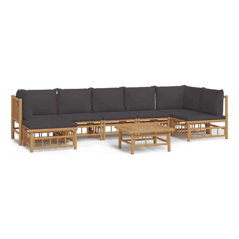 vidaXL 8 Piece Bamboo Garden Lounge Set in Gray
