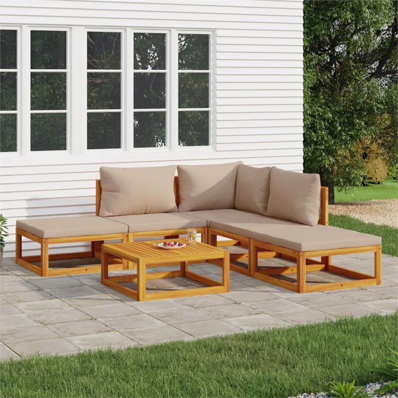 vidaXL 6 Piece Solid Acacia Wood Medium Garden Lounge Set