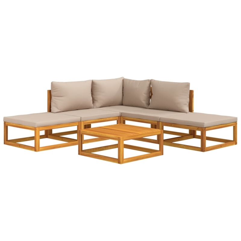 vidaXL 6 Piece Solid Acacia Wood Medium Garden Lounge Set