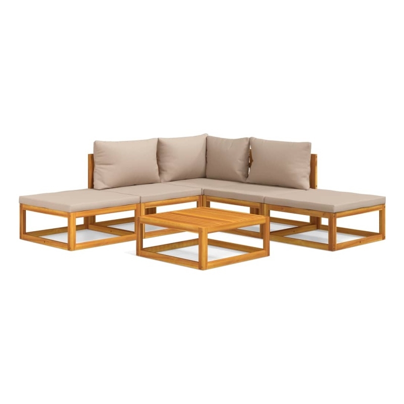 vidaXL 6 Piece Solid Acacia Wood Medium Garden Lounge Set