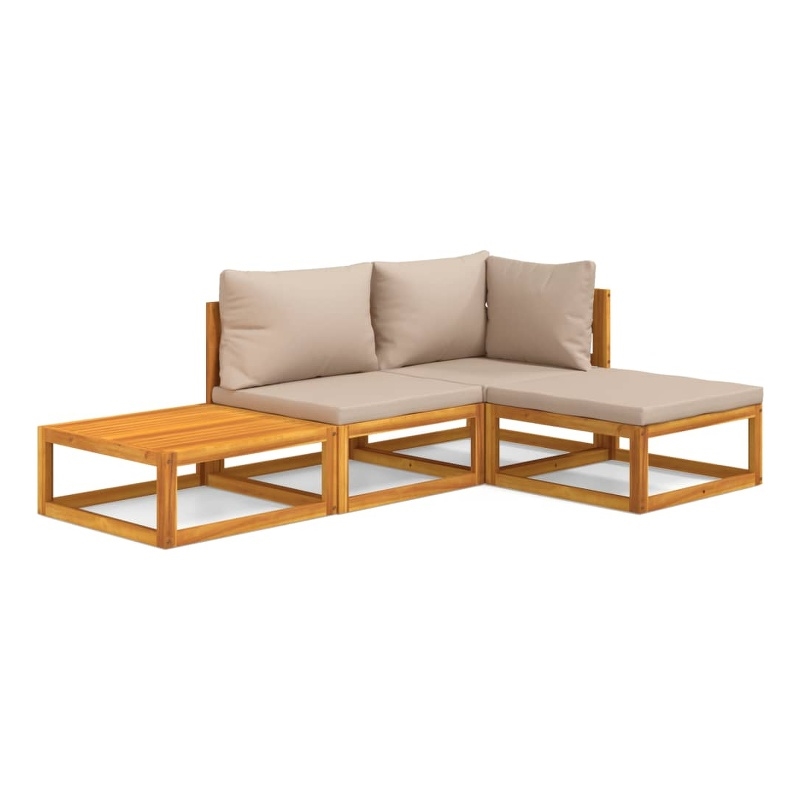 vidaXL 4 Piece Solid Acacia Wood Medium Garden Lounge Set