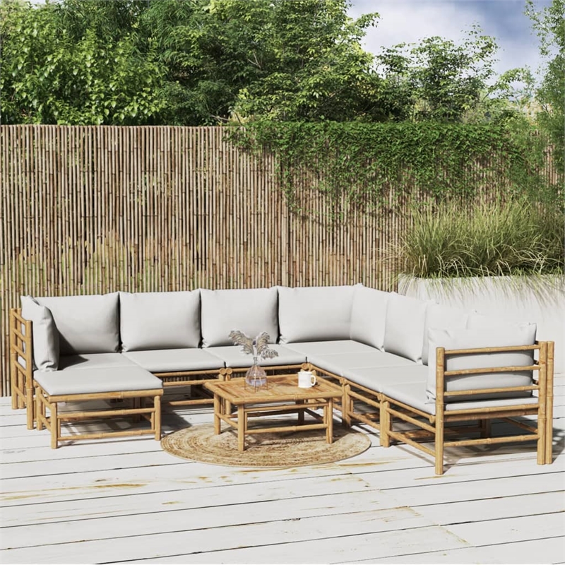 vidaXL 9 Piece Wood Garden Lounge Set in Gray/Natural