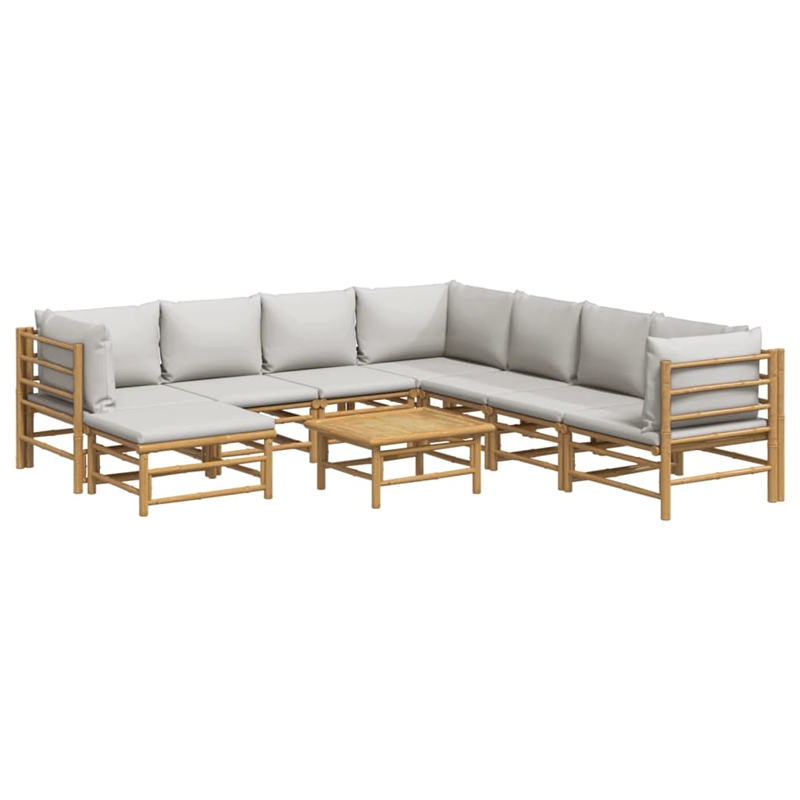 vidaXL 9 Piece Wood Garden Lounge Set in Gray/Natural